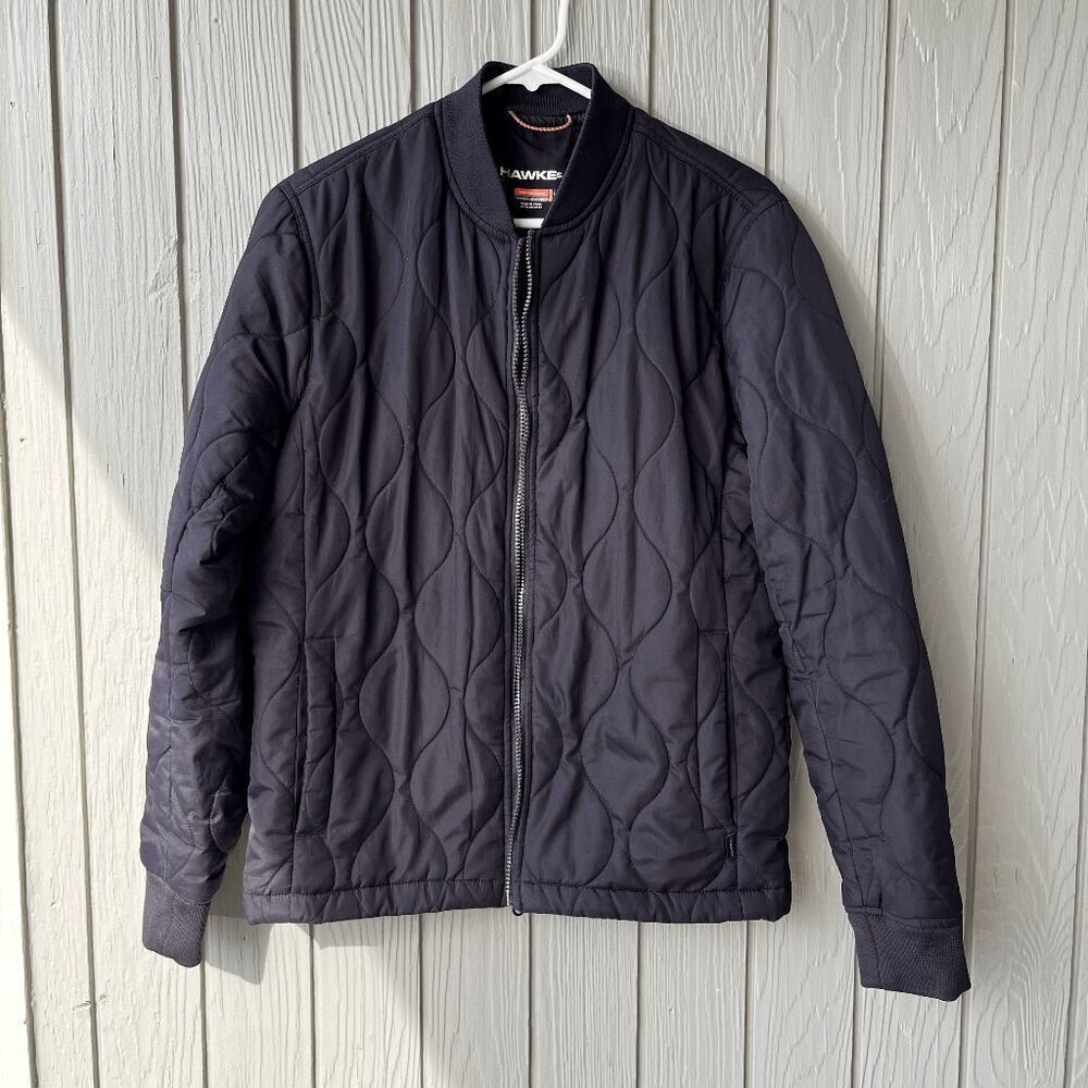 Hawke & Co Quilted Black Bomber Jacket Mens Small Lightweight Zip